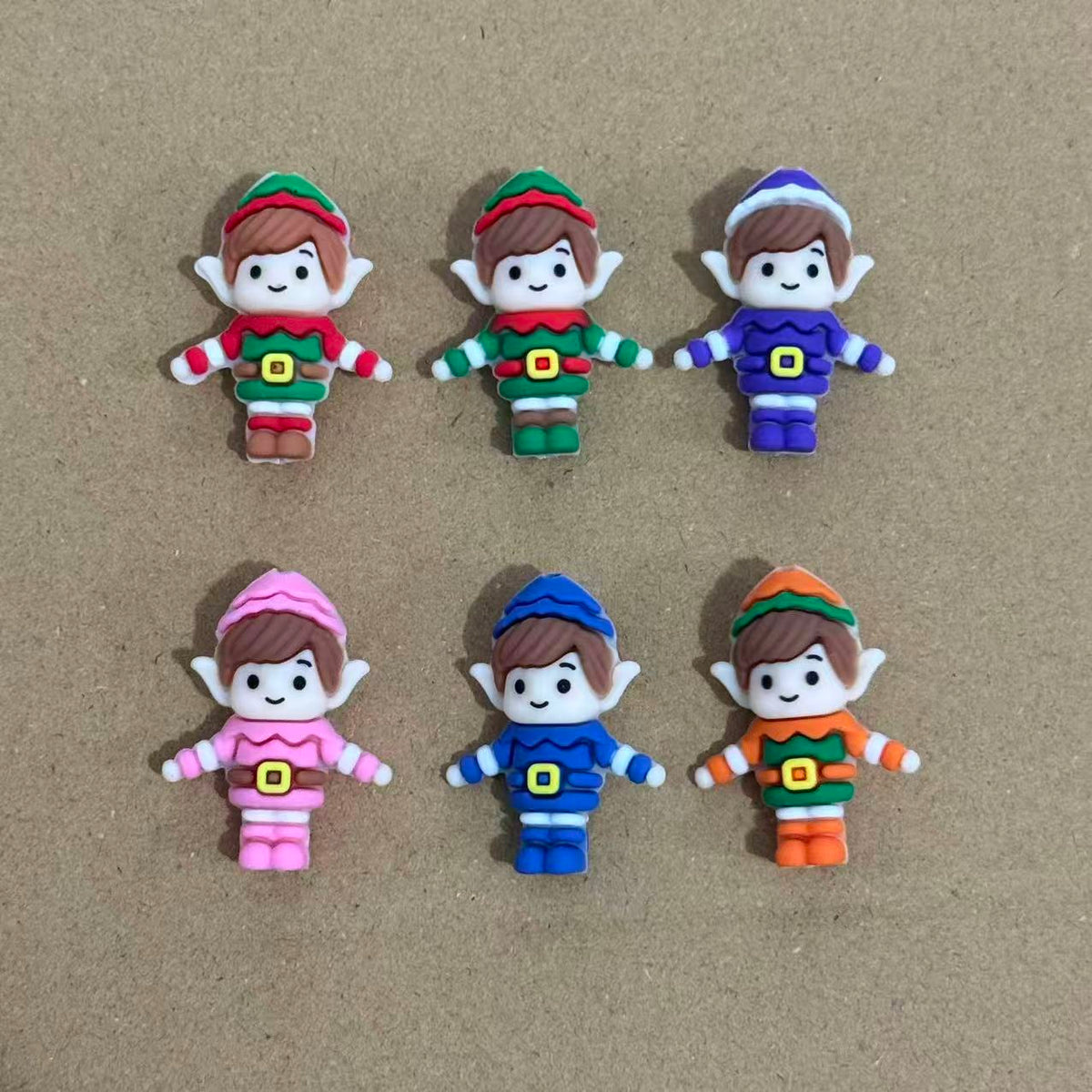 3D Christmas Standing Elf Full Body with Hat Silicone Focal Beads