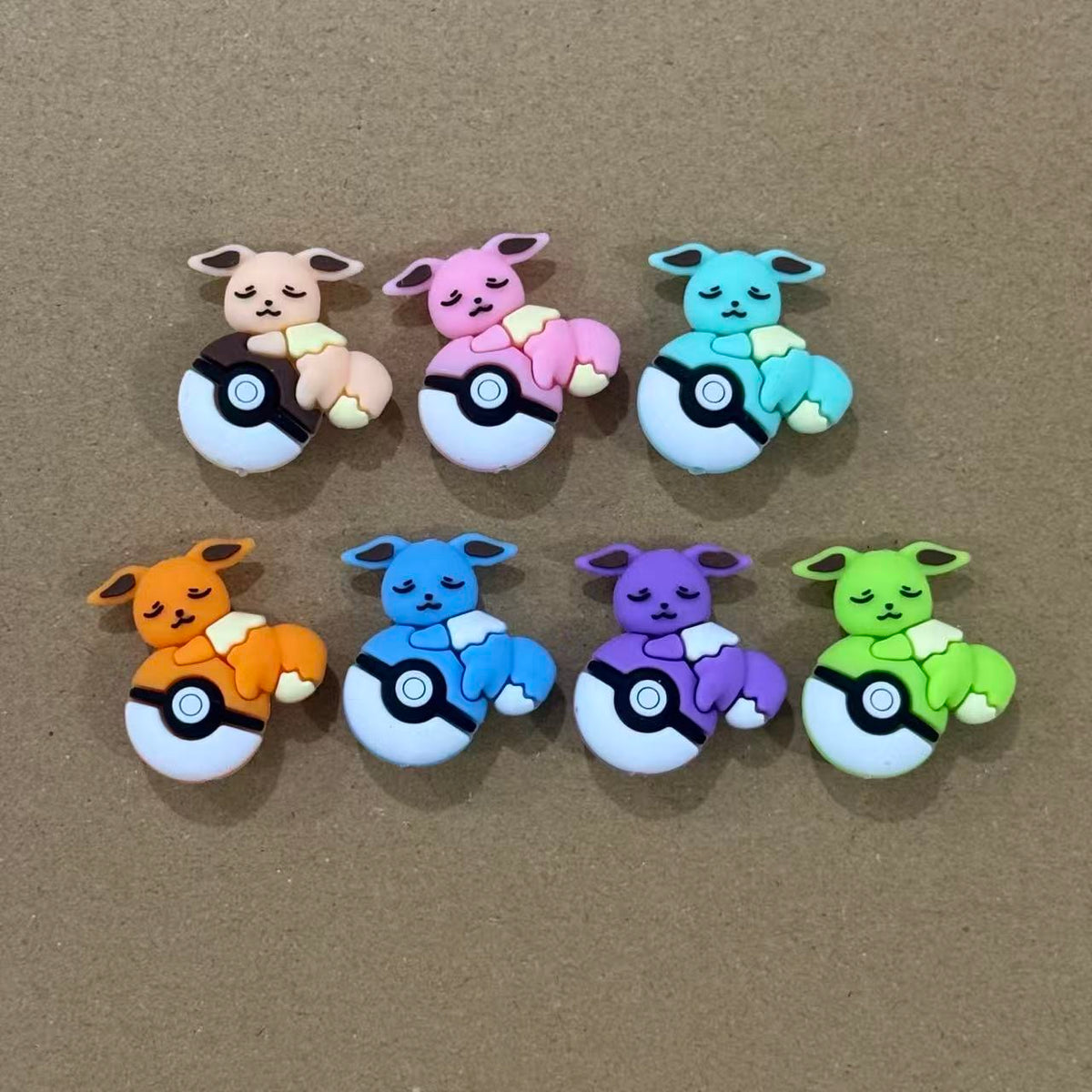 3D Small Elf Character Lying on Magic Ball Silicone Focal Beads, 31*33MM Multi-Color