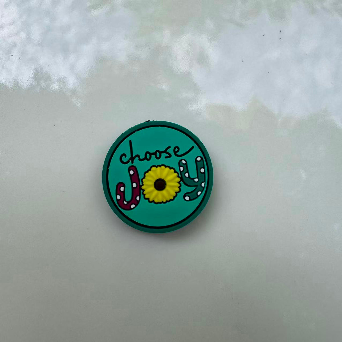 Choose Joy Teal Round Words Silicone Focal Beads