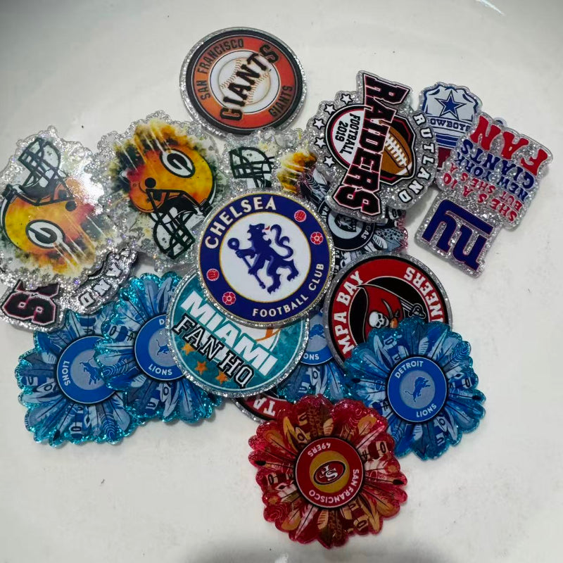 Clearance Sports Acrylic Charms for Badge Reels & Pop Socket DIY Bulk