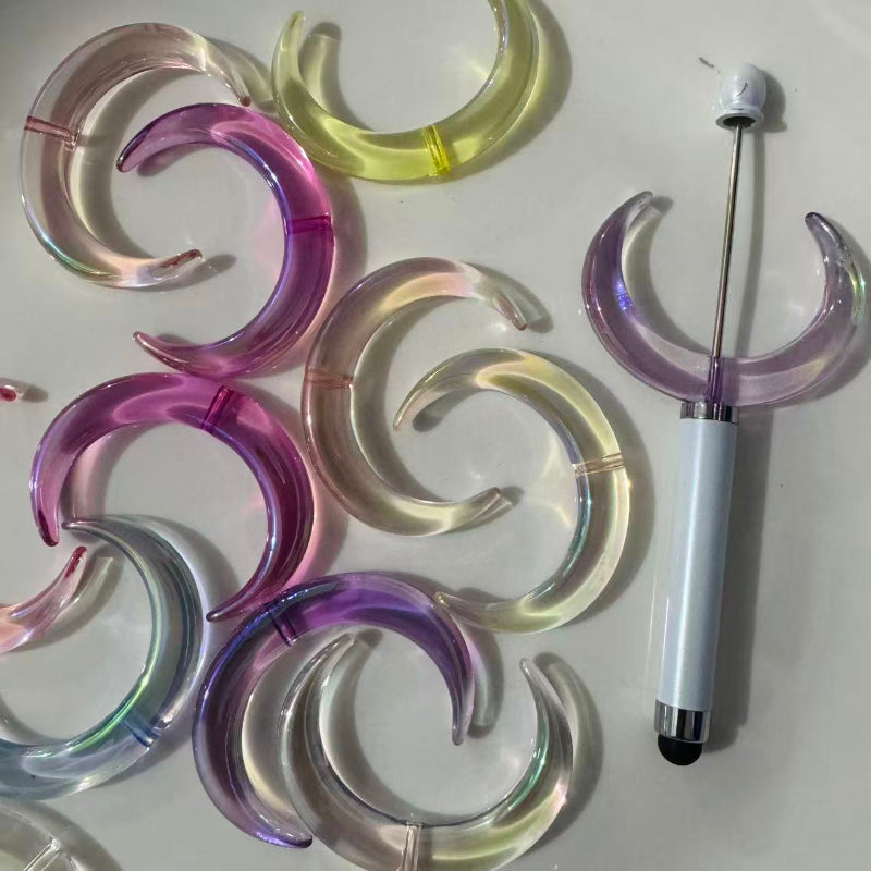 33mm crescent moon acrylic beads for beadable pens