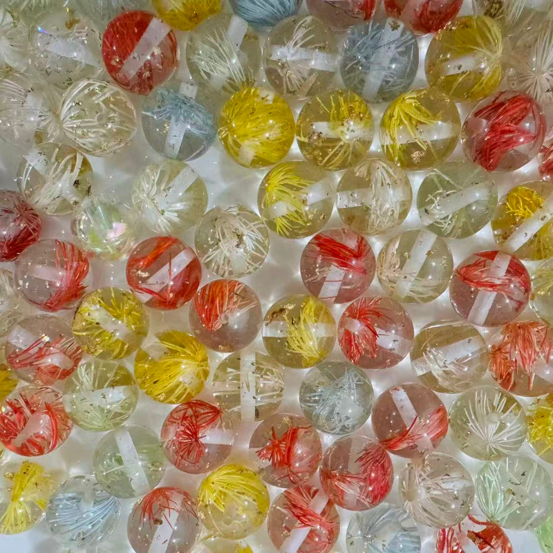 16mm Flower Inside Acrylic Beads – Mixed Color for DIY Pen Making(B-6)