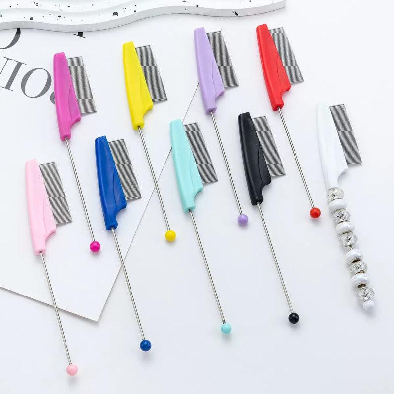 DIY Beadable Pet Grooming Comb – Solid Color Hair Comb for Dogs & Cats