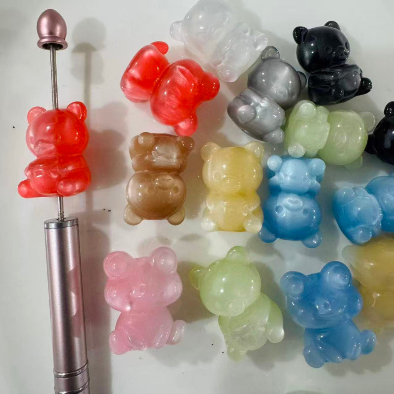 3d bear acrylic beads mixed colors cute teddy spacer for pen making