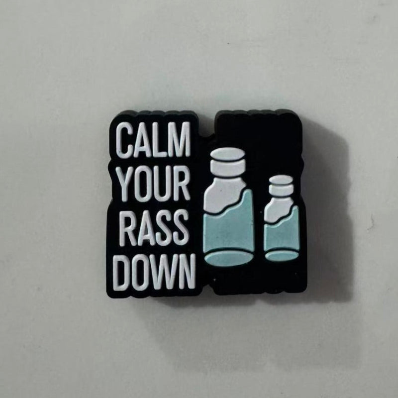 calm your rass down silicone focal beads funny quote beads