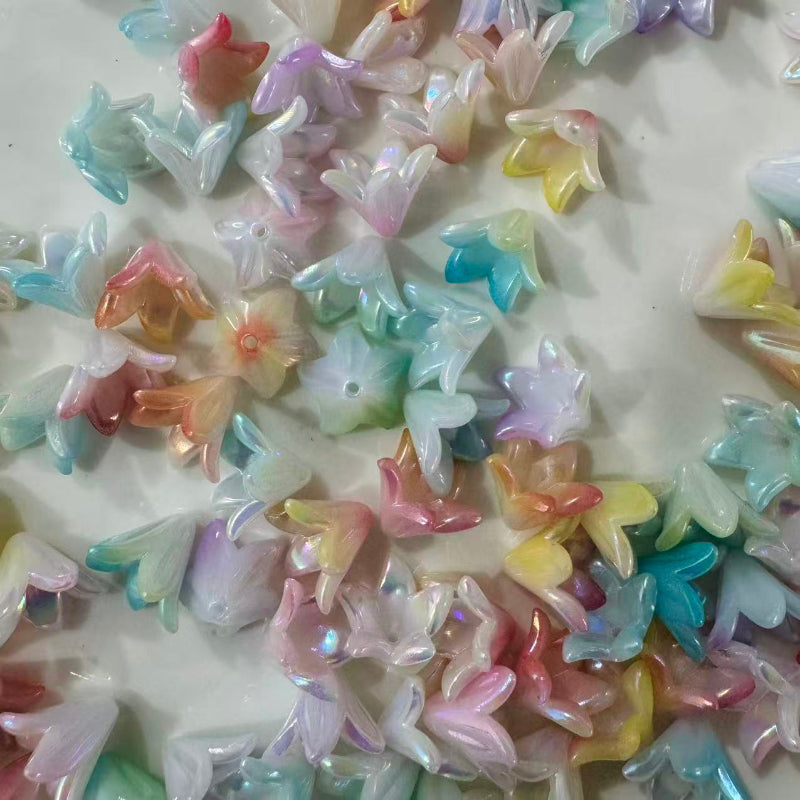 flower shape acrylic beads mixed colors for jewelry making