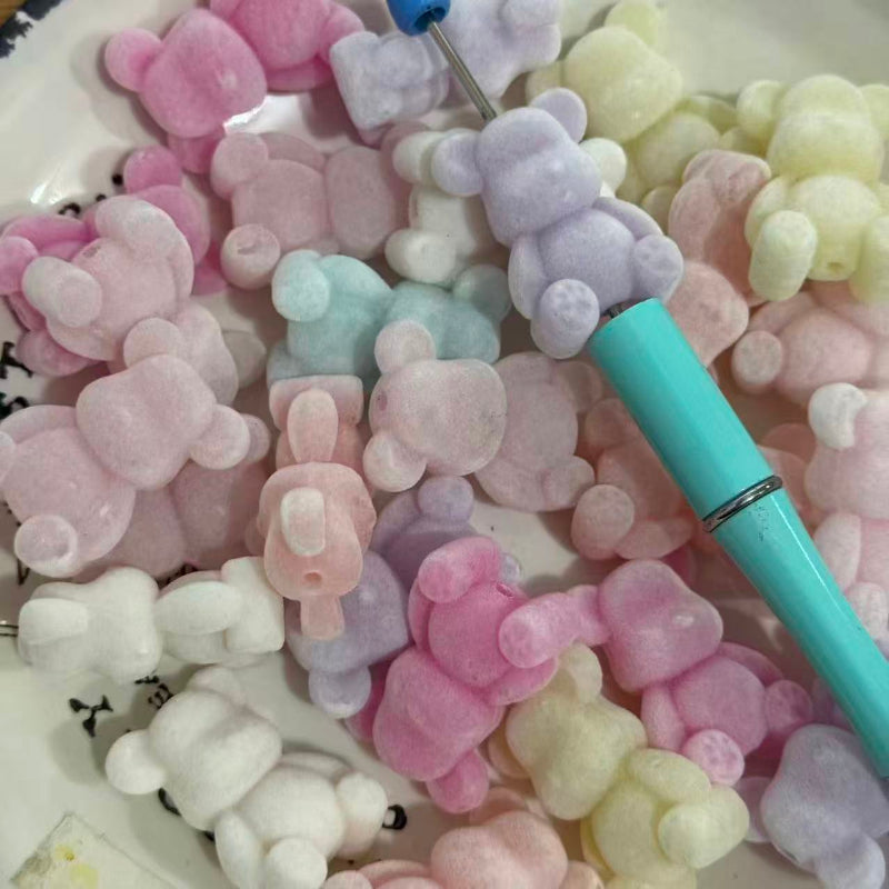 3D bear shape acrylic beads mixed colors for DIY pen and jewelry making