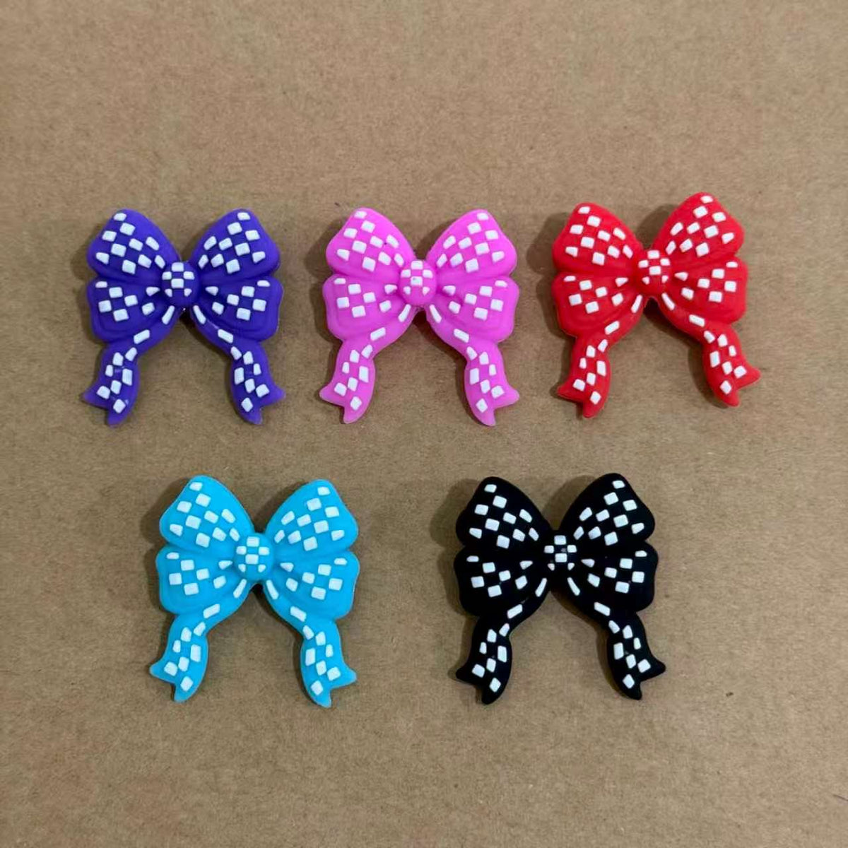 2D Checkboard Bow Tie Silicone Focal Beads for Pens | Cute Beads Bulk