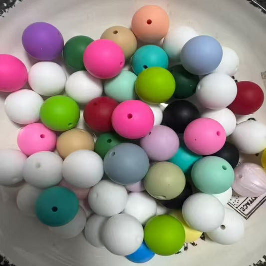 16mm & 20mm Silicone Beads – Solid Color Round Beads Random Mix