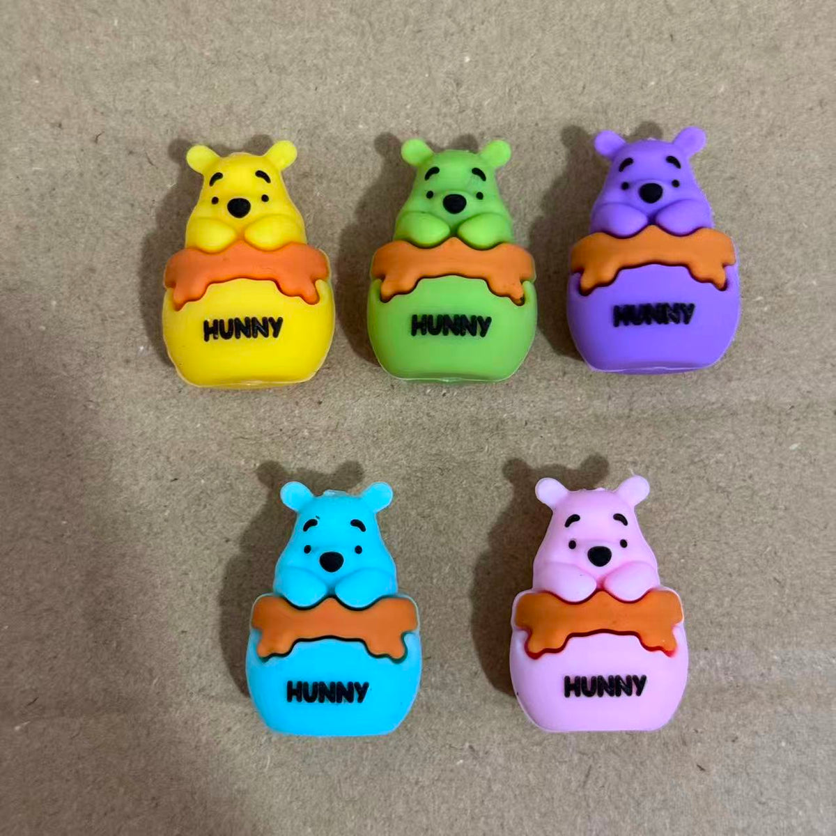 3D Bear With Hunny Pot Silicone Focal Beads 
