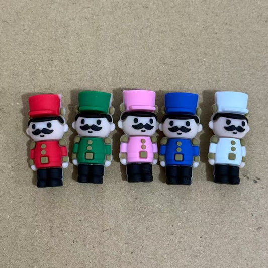 3D Christmas Nutcracker Silicone Focal Beads 