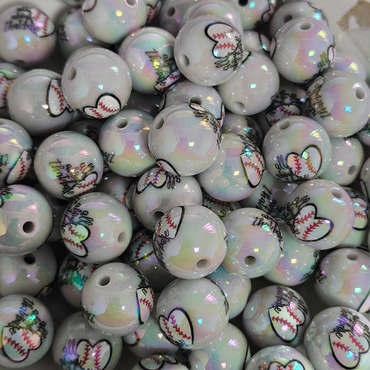 20mm heart baseball acrylic beads for beadable pens