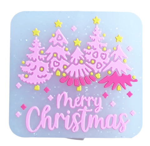 Merry Christmas & Pink Christmas Tree Silicone Focal Beads For Pen Making