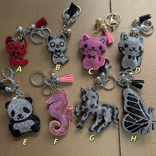 kitty rhinestone keychain cute diamond keyring for bags and keys