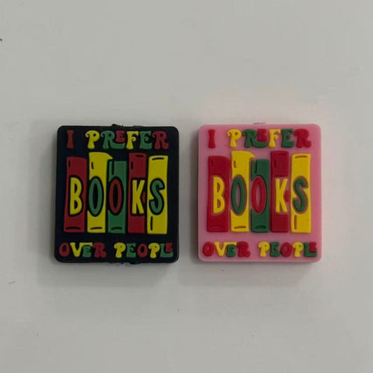 "I Prefer Books Over People" Library Silicone Focal Beads For Pen