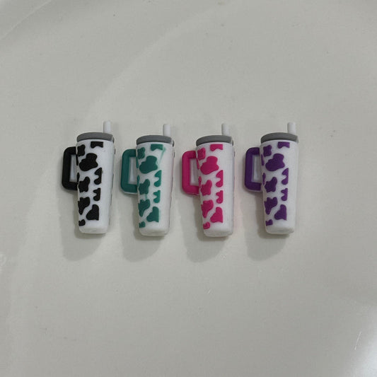 3D cute cow cup bottle silicone focal beads for pen