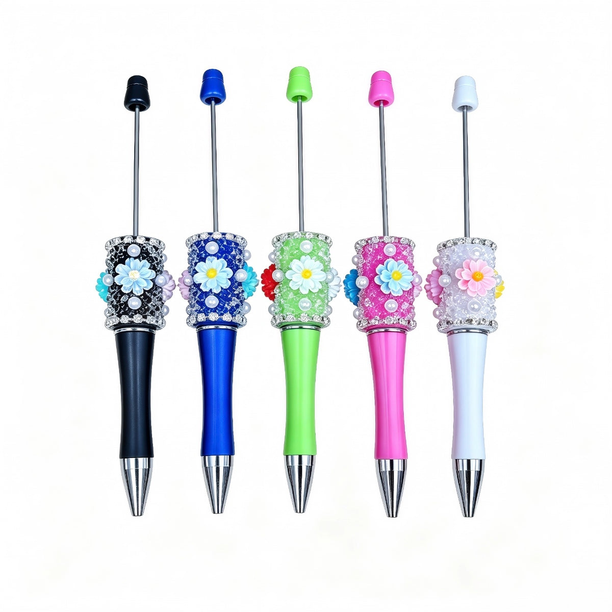 Flower pearl beaded pens in random mix colors for DIY beadable pens