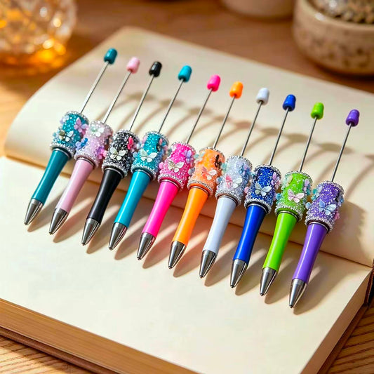 Bling Sugar Beadable Pens with Butterfly & Bling Chain Decorations