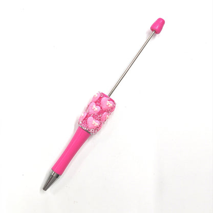 Pink Love Heart With Bowtie Sugar Beaded Pens