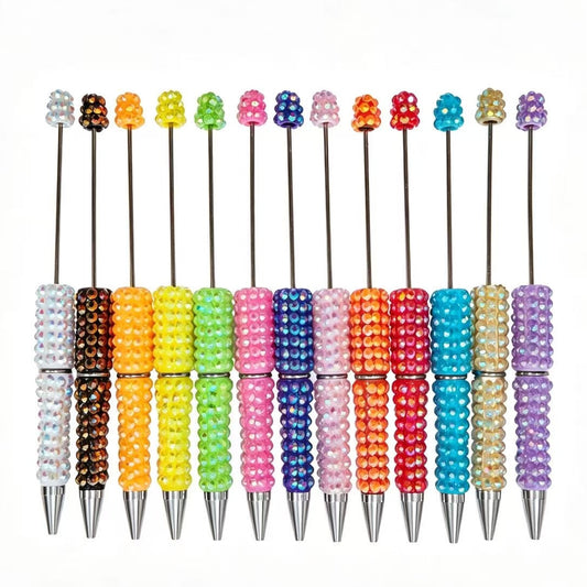 Rhinestone Beaded Pens, Random Mix Colors, DIY Beadable Pens