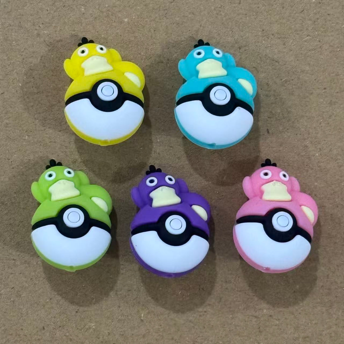 3D Cute Duck Lying on Magic Ball Silicone Focal Beads, 20*30MM Multi-Color