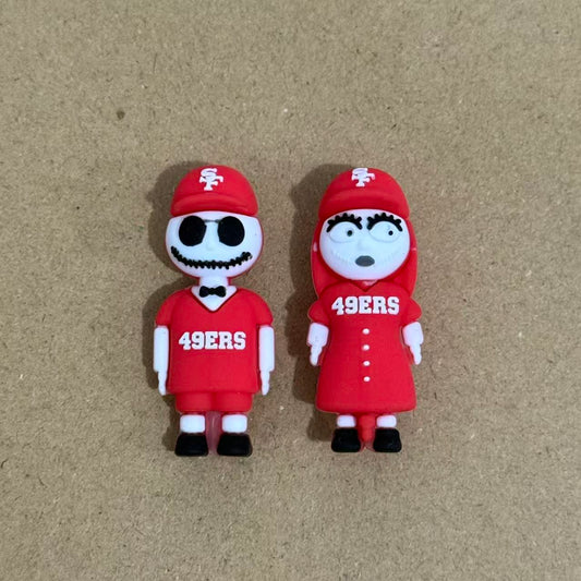 3D Halloween Scared Couple with Red SF Sports Suit Silicone Focal Beads