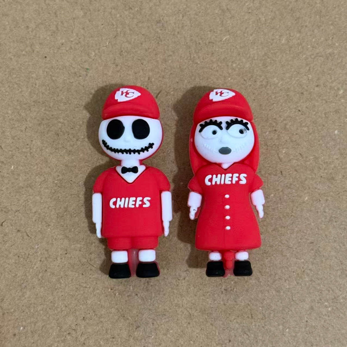 3D Halloween Scared Couple with Red Football Sports Suit Silicone Focal Beads