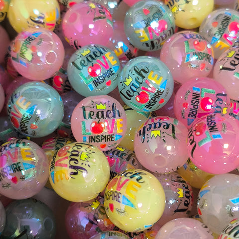 16mm Teach Love Inspire Apple Acrylic Beads For Pen Making