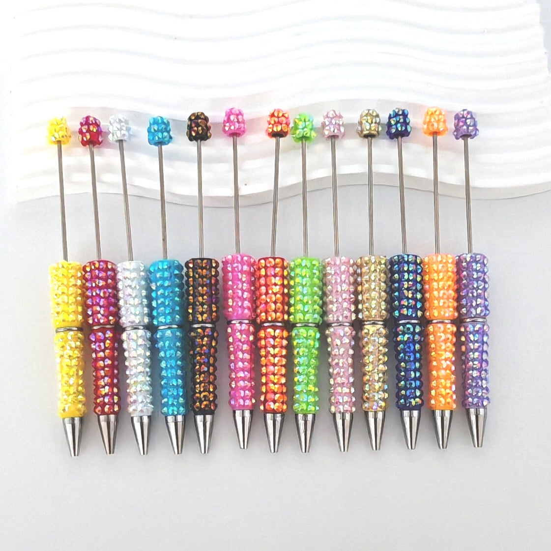 Rhinestone Beaded Pens, Random Mix Colors, DIY Beadable Pens