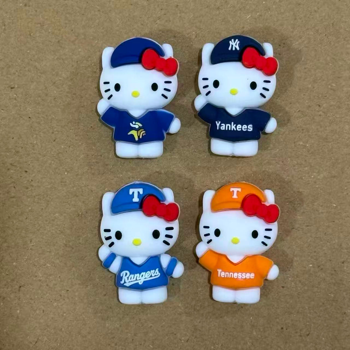 3D Cat Wearing Red Bowtie and American Football & Baseball Clothes Silicone Focal Beads