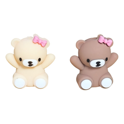 3D Cute bear with a bow tie Silicone Focal Beads For Pen Making