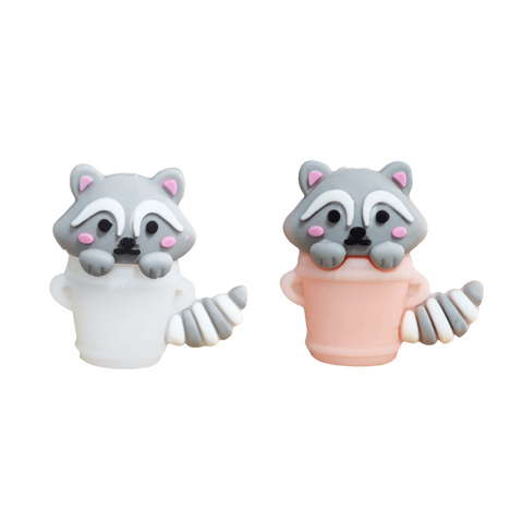 3D Little Raccoon Silicone Focal Beads For Pen Making