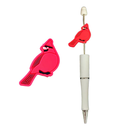 Cute Red Bird Cardinal Football Silicone Focal Beads 