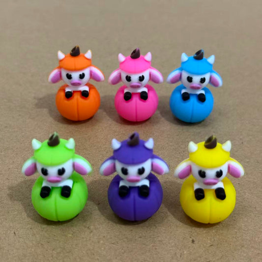 3D Halloween Cow With Pumpkin Silicone Focal Beads for Pens