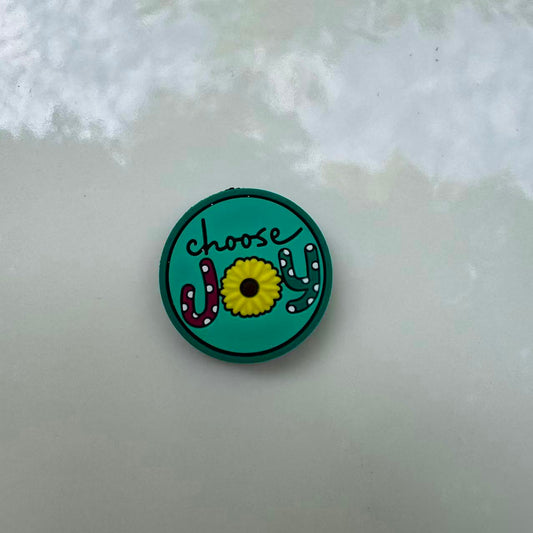 Choose Joy Teal Round Words Silicone Focal Beads