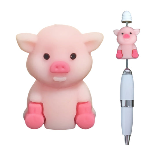 3d pink pig silicone focal beads for pen making