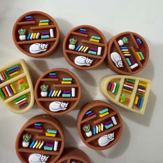 3D Cute bookshelf Silicone Focal Beads for Pen