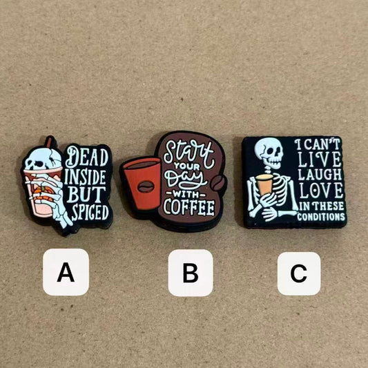 Halloween Skull Silicone Focal Beads – Funny Words Design for DIY Crafts
