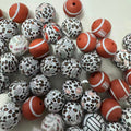 16mm sports silicone beads mix with football basketball volleyball patterns for DIY crafts and pen making