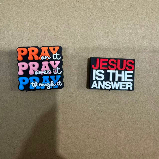 christian silicone focal beads pray jesus