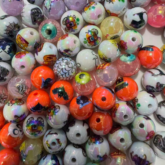 16mm halloween acrylic beads pumpkin skull design for pen making