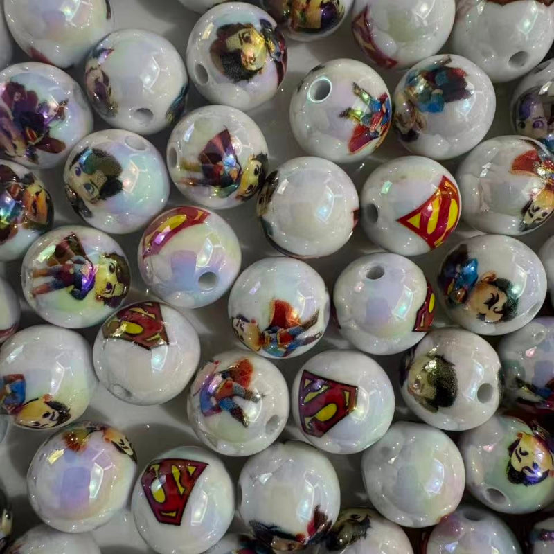 16mm super hero style acrylic beads printed round beads for pen making