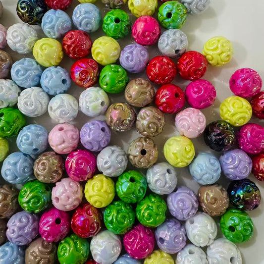 16mm embossed swirl acrylic beads mixed color
