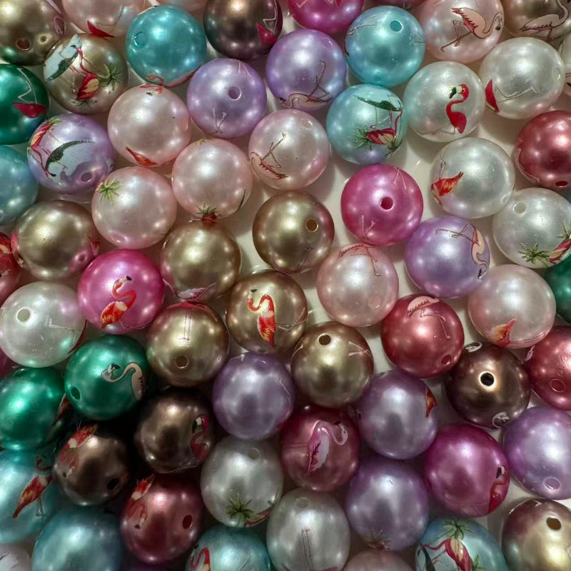 16mm flamingo mix color acrylic beads round for pen making