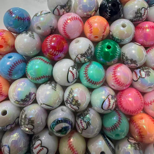 16mm baseball acrylic beads mixed color for pen making