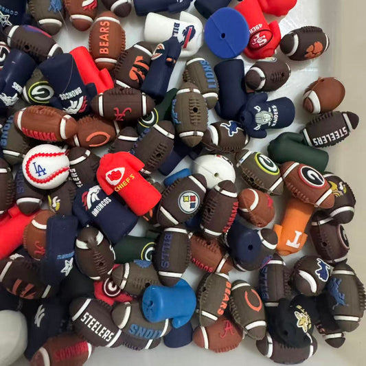 3D sports silicone focal beads random mix clearance