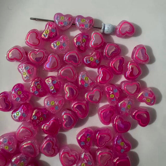 small heart acrylic beads big hole for jewelry making
