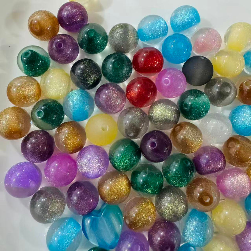 16mm glitter cat eye acrylic beads mix color round beads for pen making DIY crafts