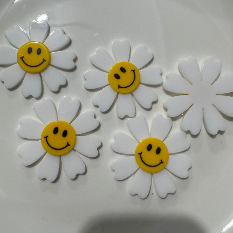 Smile Flower Acrylic Blanks for Badge Reels & Pop Sockets | DIY Crafts Bulk