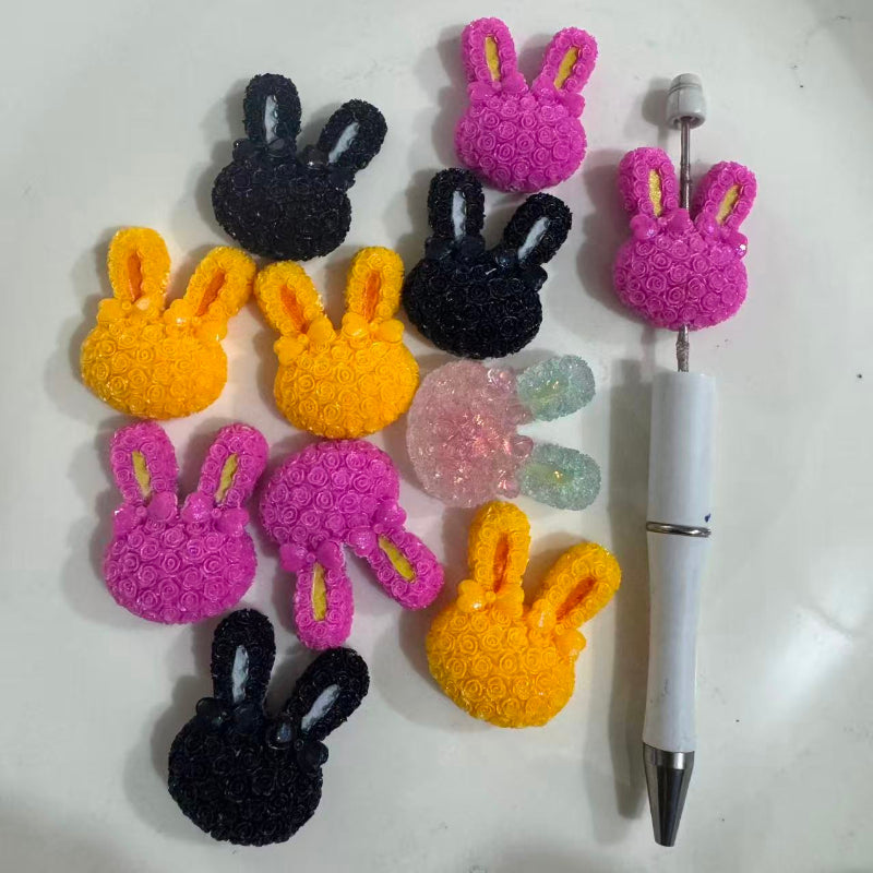 bunny head acrylic beads mixed colors cute rabbit spacer for pen making